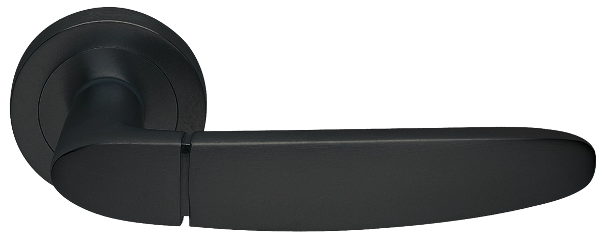 Ручка дверная SAIL R2 NERO раздельная на круглой розетке, цвет - черный фото купить Махачкала
