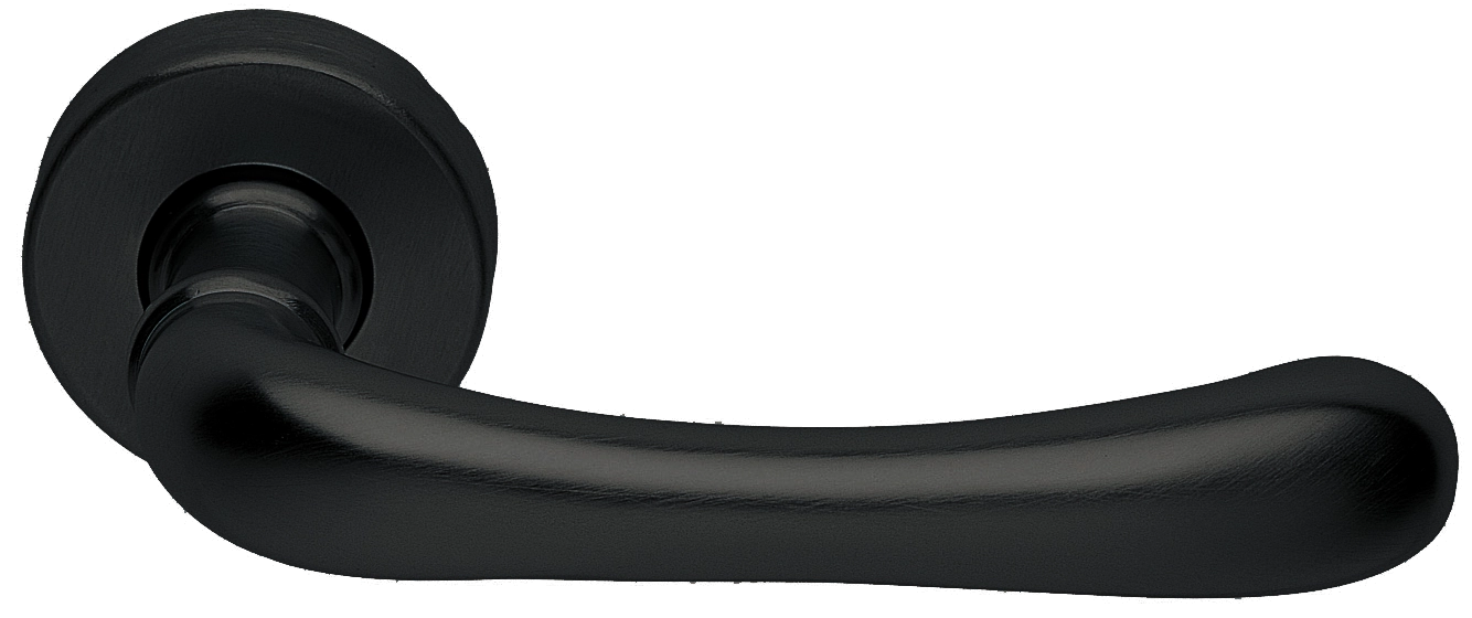 Ручка дверная RING R3-E NERO раздельная на круглой розетке, цвет - черный фото купить Махачкала