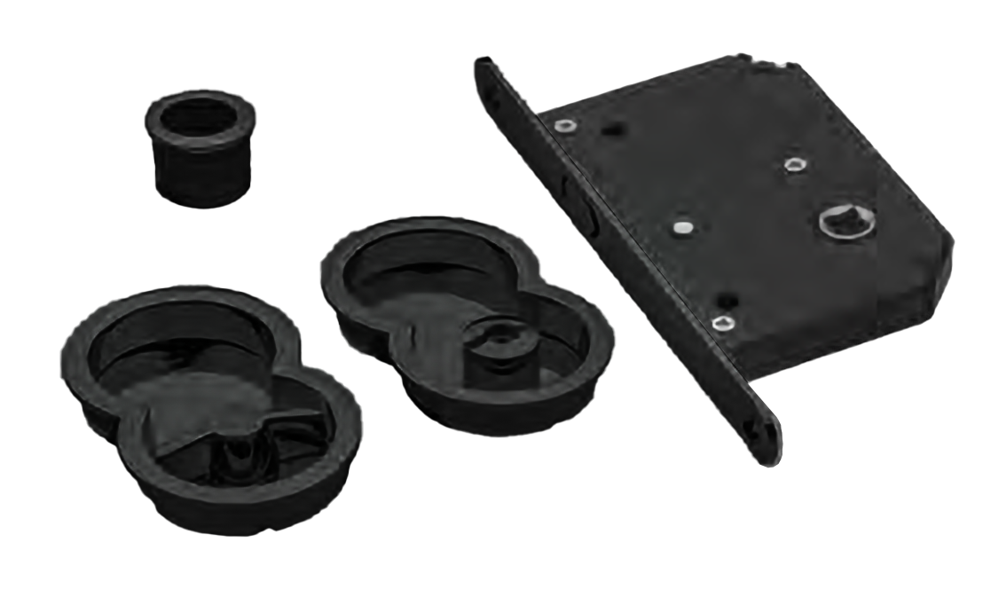 Ручки для раздвижных дверей INFINITY ART.85/B NERO с замком и заверткой, цвет - черный фото купить Махачкала