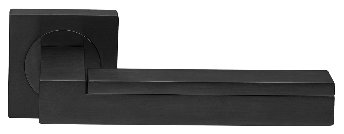 Ручка дверная ISLAND S2 NERO раздельная на квадратной розетке, цвет черный, латунь фото купить в Махачкале