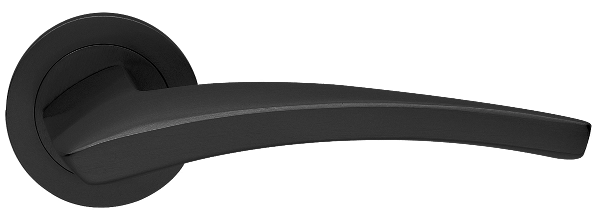 Ручка дверная WIND R2 NERO раздельная на круглой розетке, цвет черный, латунь фото купить в Махачкале