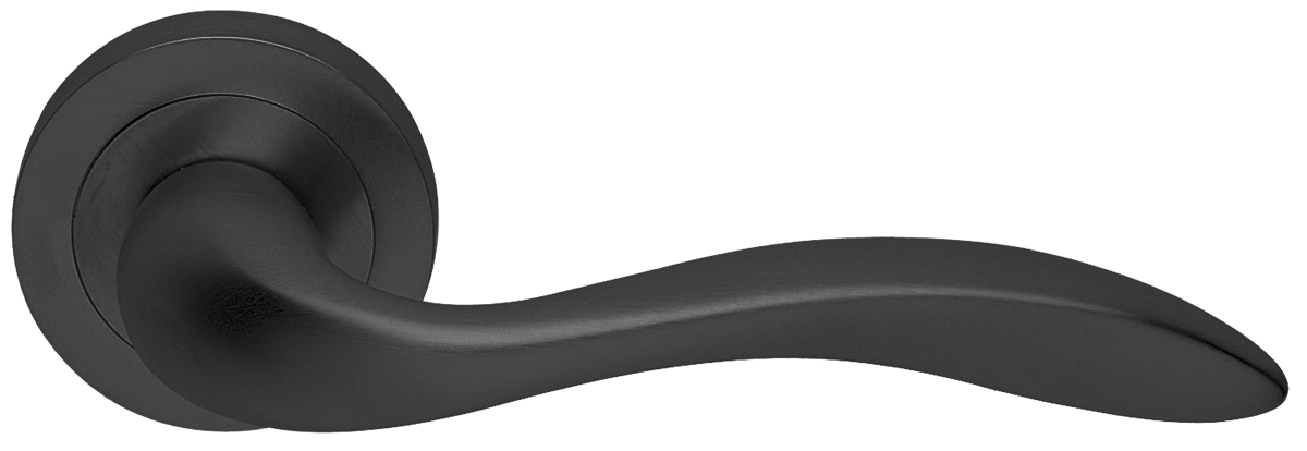 Ручка дверная LEON R2 NERO раздельная на круглой розетке, цвет черный, латунь фото купить в Махачкале