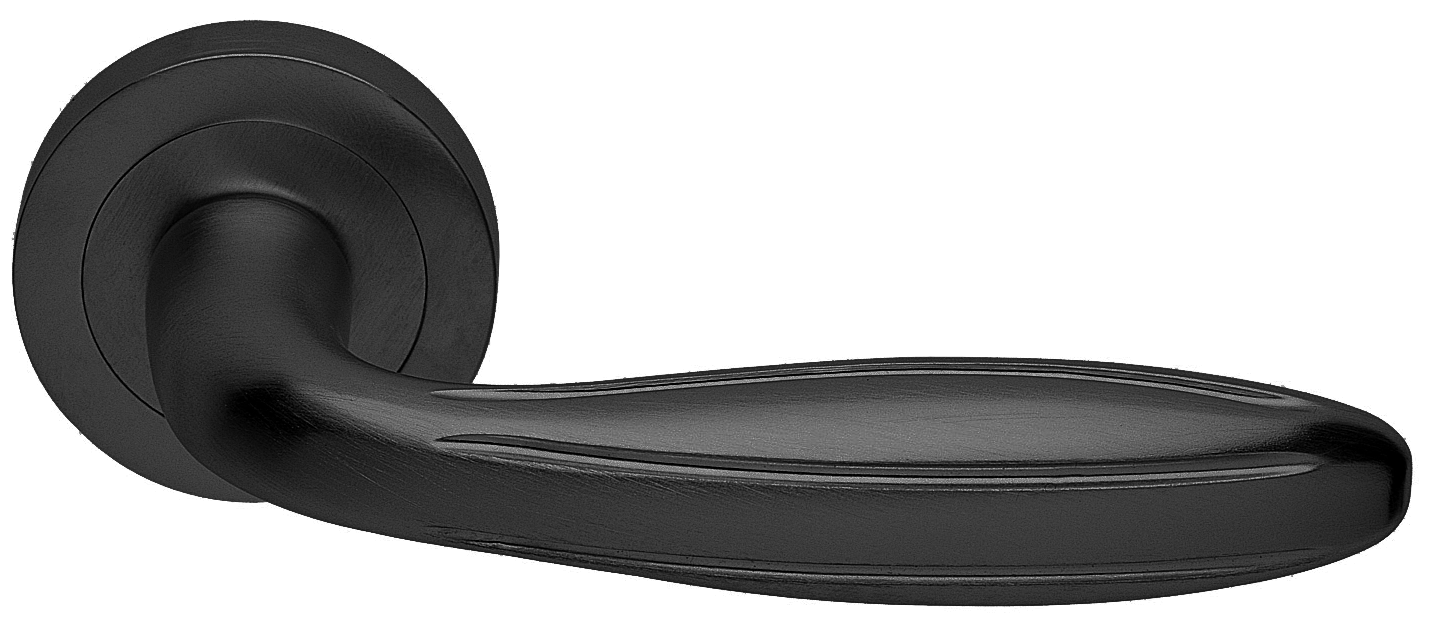 Ручка дверная BUD R2 NERO раздельная на круглой розетке, цвет черный, латунь фото купить в Махачкале