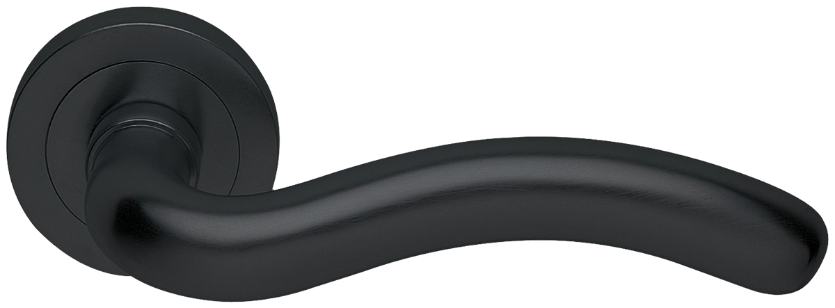 Ручка дверная SNAKE R2 NERO раздельная на круглой розетке, цвет черный, латунь фото купить в Махачкале