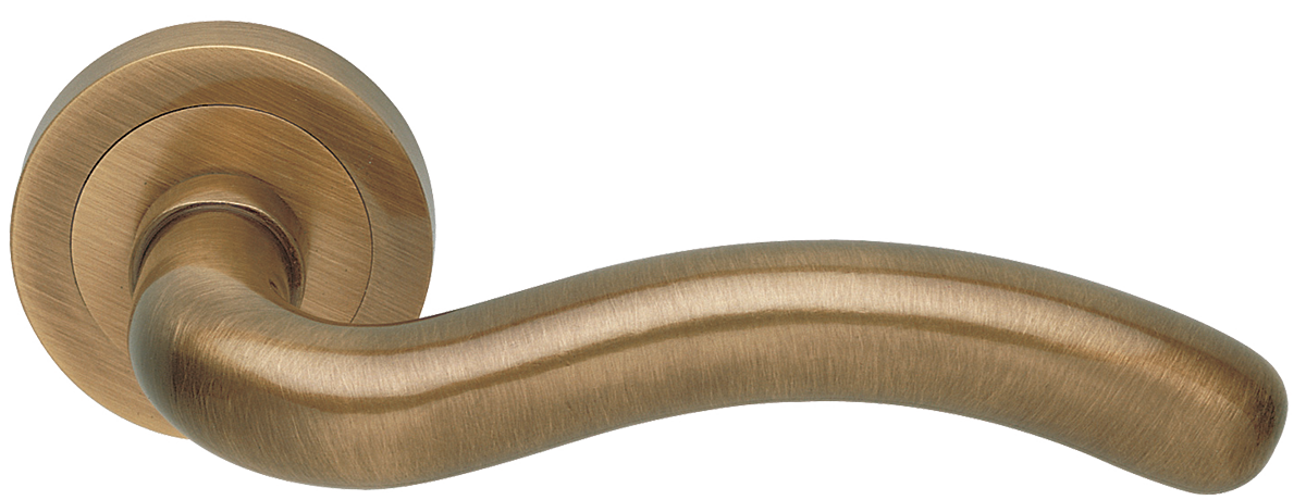 Ручка дверная SNAKE R2 BGO раздельная на круглой розетке, цвет матовая бронза, латунь фото купить в Махачкале