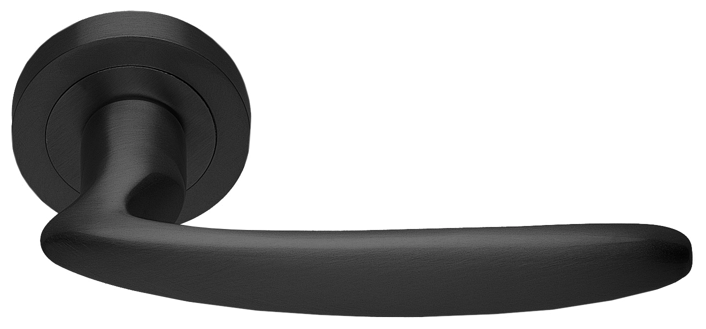 Ручка дверная FLAMINGO R2 NERO раздельная на круглой розетке, цвет черный, латунь фото купить в Махачкале