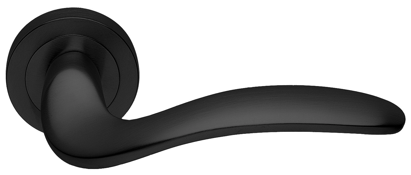 Ручка дверная COBRA R2 NERO раздельная на круглой розетке, цвет черный, латунь фото купить в Махачкале