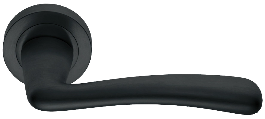 Ручка дверная COCKATOO R2 NERO раздельная на круглой розетке, цвет черный, латунь фото купить в Махачкале