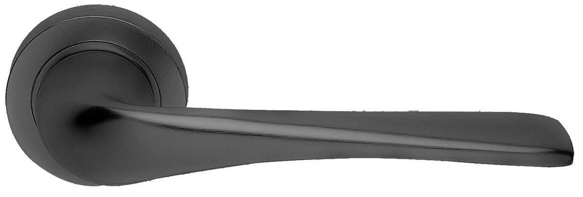 Ручка дверная LE MANS R2 NERO раздельная на круглой розетке, цвет черный, латунь фото купить в Махачкале