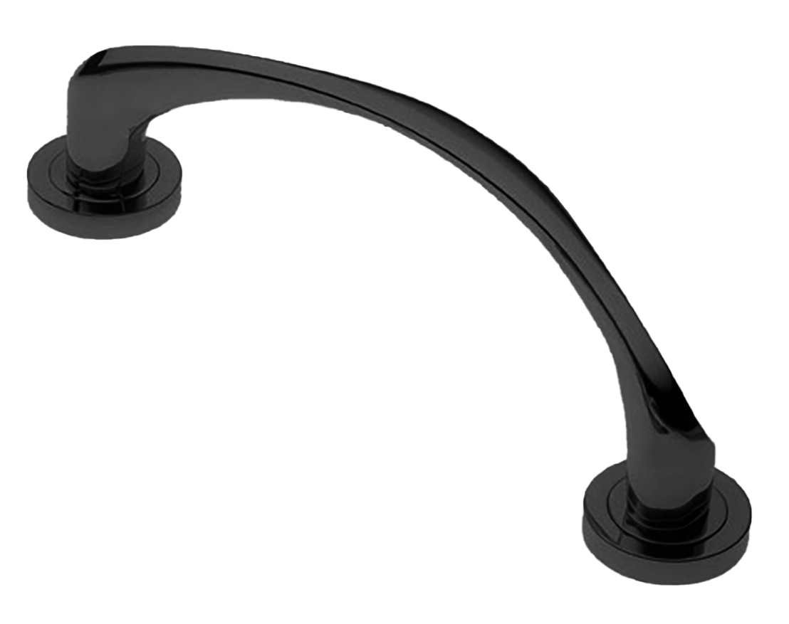 Ручка-скоба дверная COBRA PH NERO на круглой розетке, цвет черный, латунь фото купить в Махачкале