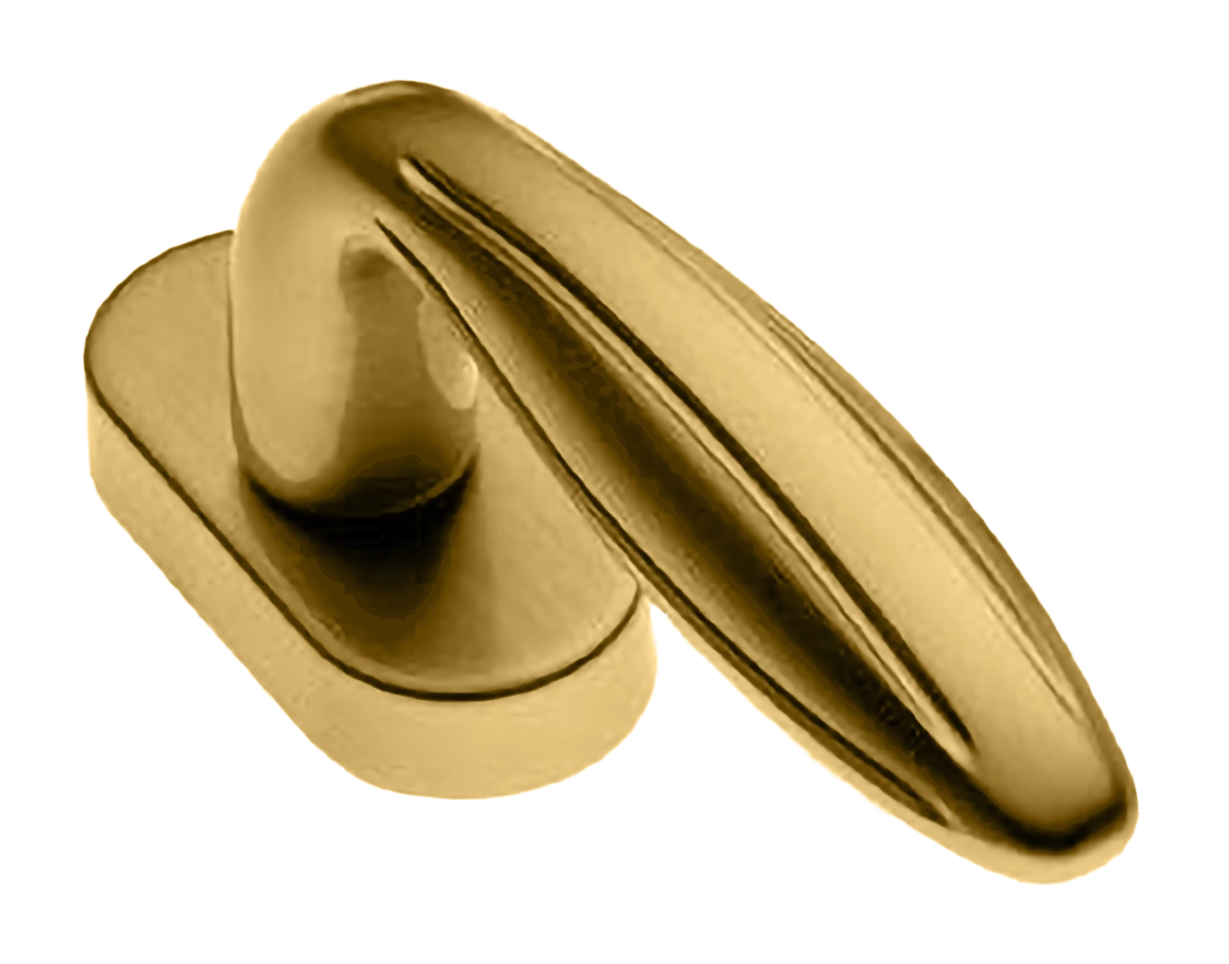 Ручка оконная BUD W1 OSA на прямоугольной розетке, цвет матовое золото, латунь фото купить в Махачкале