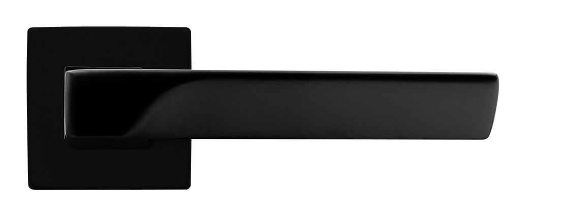 Ручка дверная FIORD S5 NERO-ST на квадратной розетке цвет черный soft-touch, ЦАМ фото купить в Махачкале