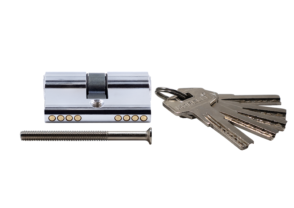 Ключевой цилиндр высокой секретности HS 50C PC (50мм), цвет хром фото купить в Махачкале