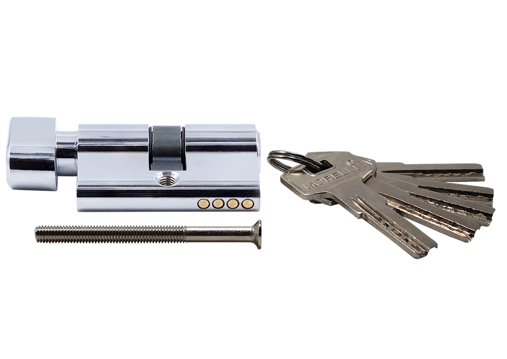 Ключевой цилиндр высокой секретности HS 50CK PC с заверткой (50мм), цвет хром фото купить в Махачкале