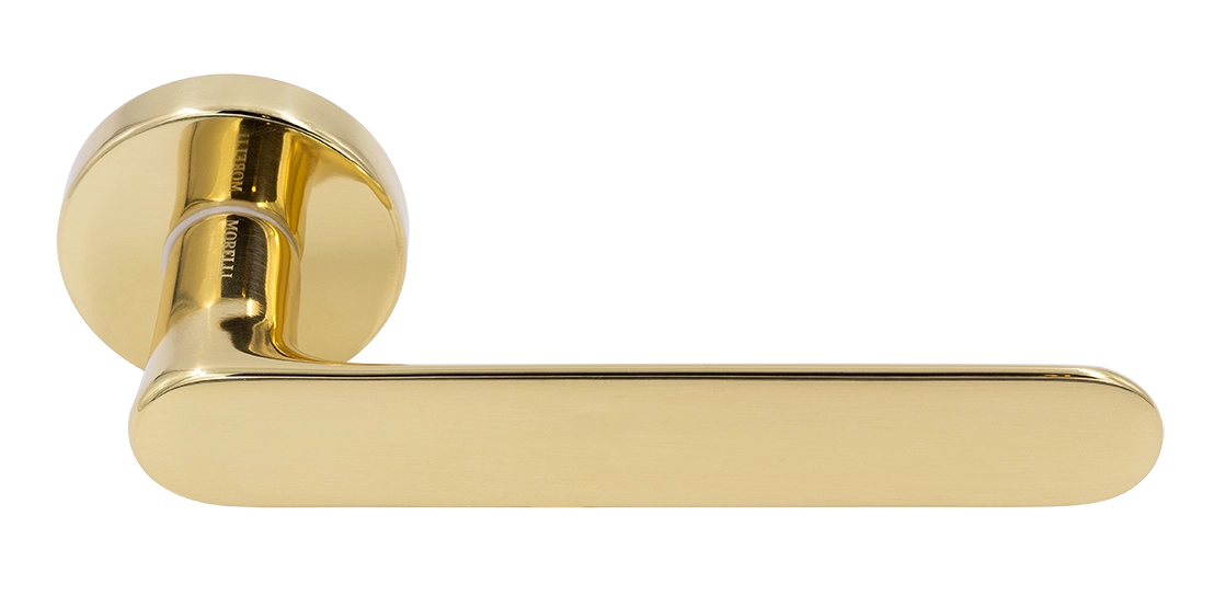 Ручка дверная LE BOAT R5 OTL раздельная на круглой розетке, цвет золото, латунь фото купить Махачкала