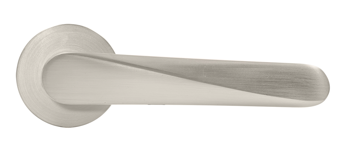 Ручка дверная CAYAN MH-58-R6 MSN раздельная на круглой розетке 6 мм, цвет матовый сатинированный никель, ЦАМ фото купить в Махачкале