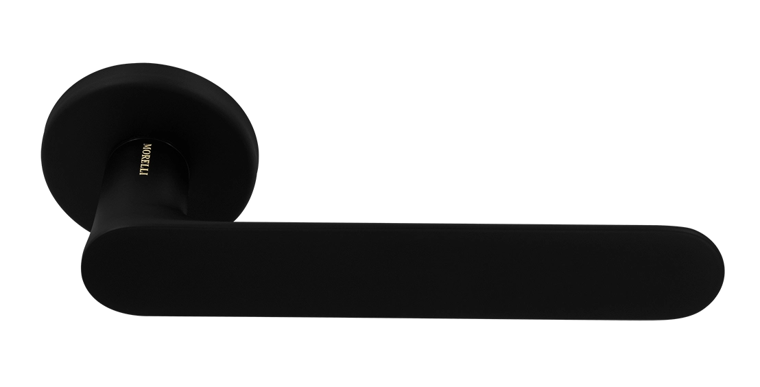 Ручка дверная LE BOAT R5 NERO-ST раздельная на круглой розетке, цвет черный soft-touch, латунь фото купить Махачкала