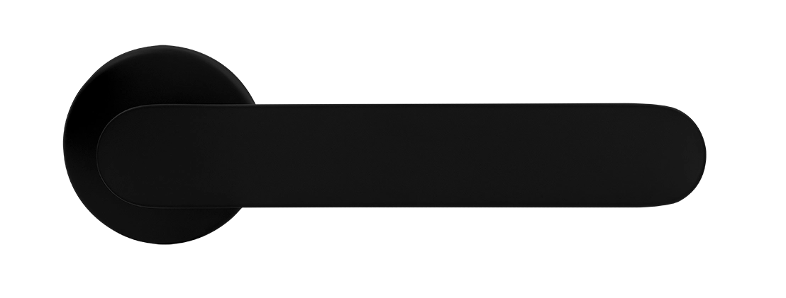 Ручка дверная LE BOAT R5 NERO-ST раздельная на круглой розетке, цвет черный soft-touch, латунь фото купить в Махачкале