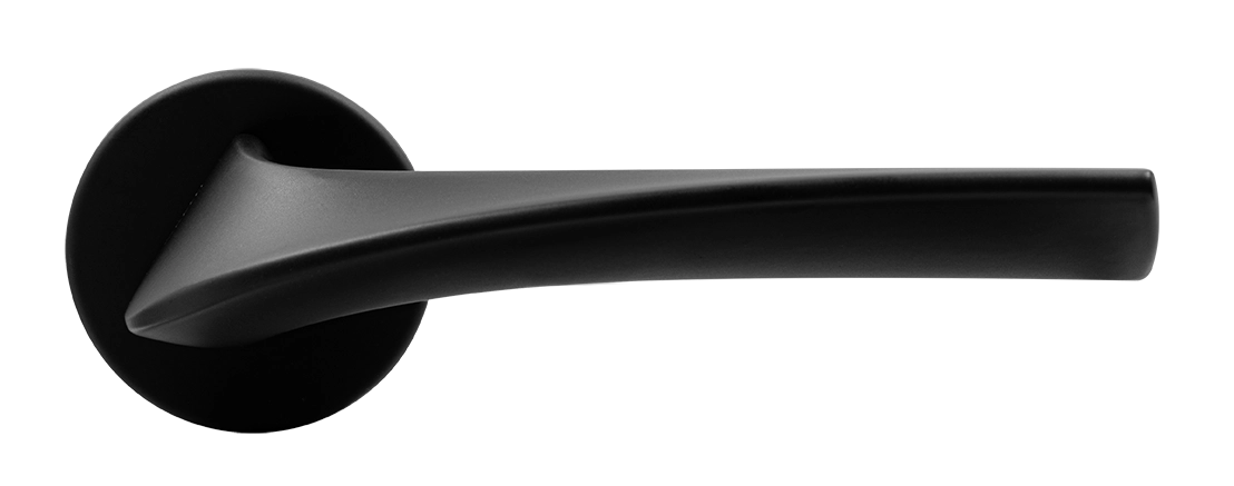 Ручка дверная COMETA R5 NERO-ST на круглой розетке цвет черный soft-touch, ЦАМ фото купить в Махачкале