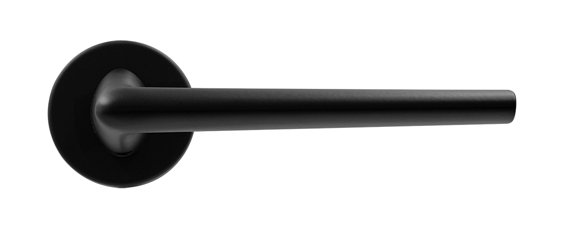 Ручка дверная THE FORCE R5 NERO-ST на круглой розетке, цвет черный soft-touch, ЦАМ фото купить в Махачкале
