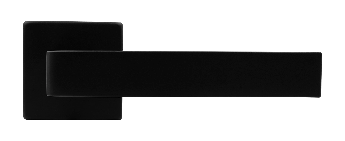 Ручка дверная HORIZONT S5 NERO-ST на квадратной розетке, цвет черный soft-touch, ЦАМ фото купить в Махачкале