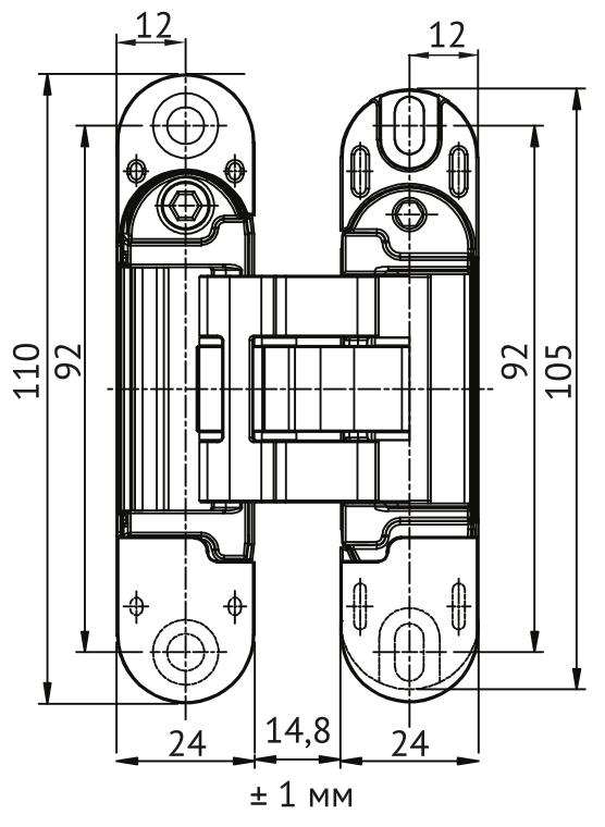 Петля скрытая HH-28 SC врезная с 3D-регулировкой вес полотна до 40 кг, цвет матовый хром фото купить в Махачкале