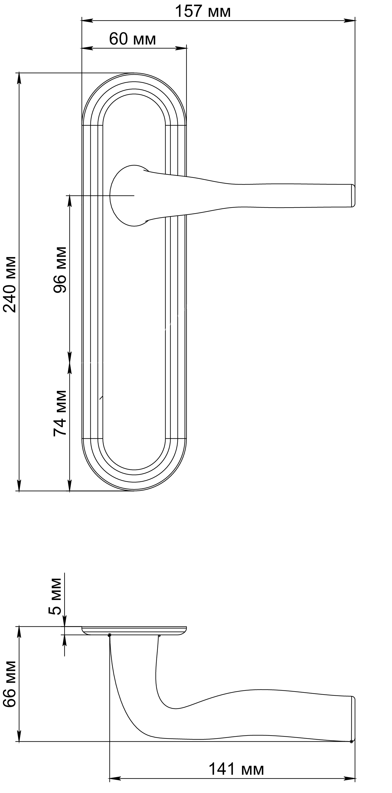 Ручка дверная LVB PLR SST на планке, цвет Летняя гроза/Summer Storm фото фурнитура Махачкала