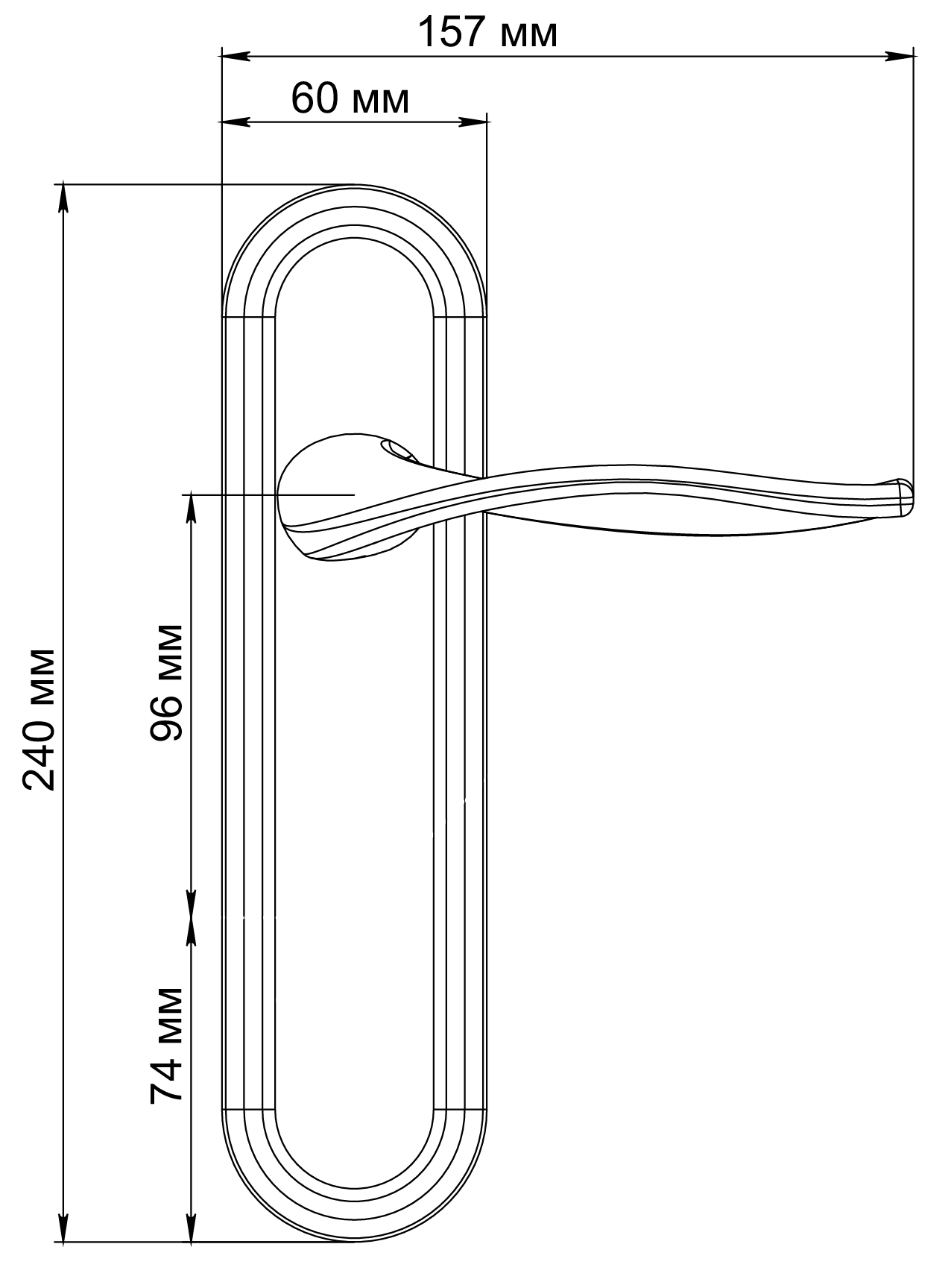 Ручка дверная SKYSCRAPER PLR SST на планке, цвет Летняя гроза/Summer Storm фото фурнитура Махачкала