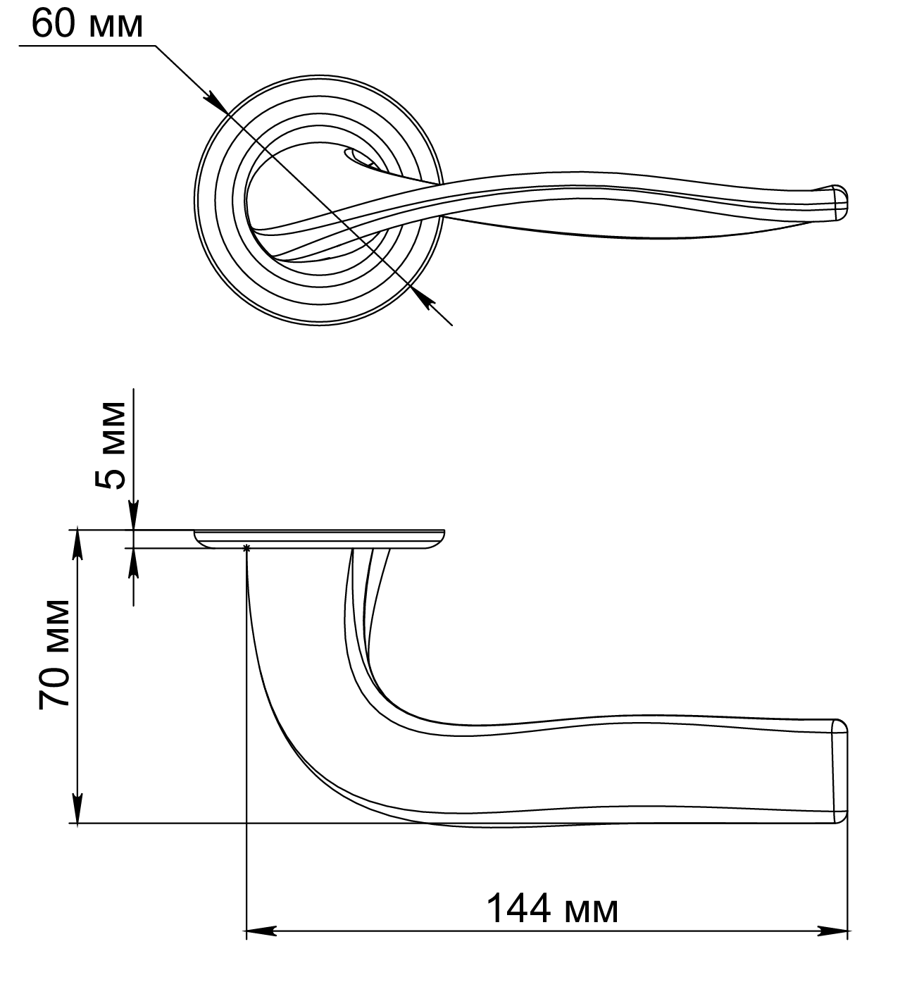 Ручка дверная SKYSCRAPER R7 SMI на круглой розетке, цвет Весенняя дымка/Spring Mist фото фурнитура Махачкала