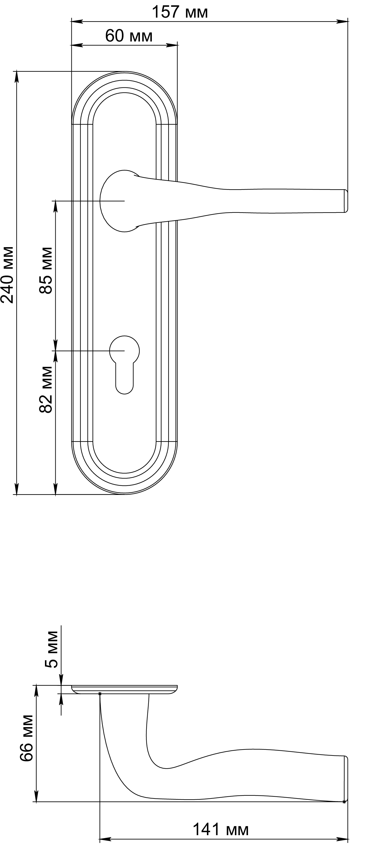 Ручка дверная LVB PLR KH SST на планке под ключевой цилиндр, цвет Летняя гроза/Summer Storm фото купить в Махачкале