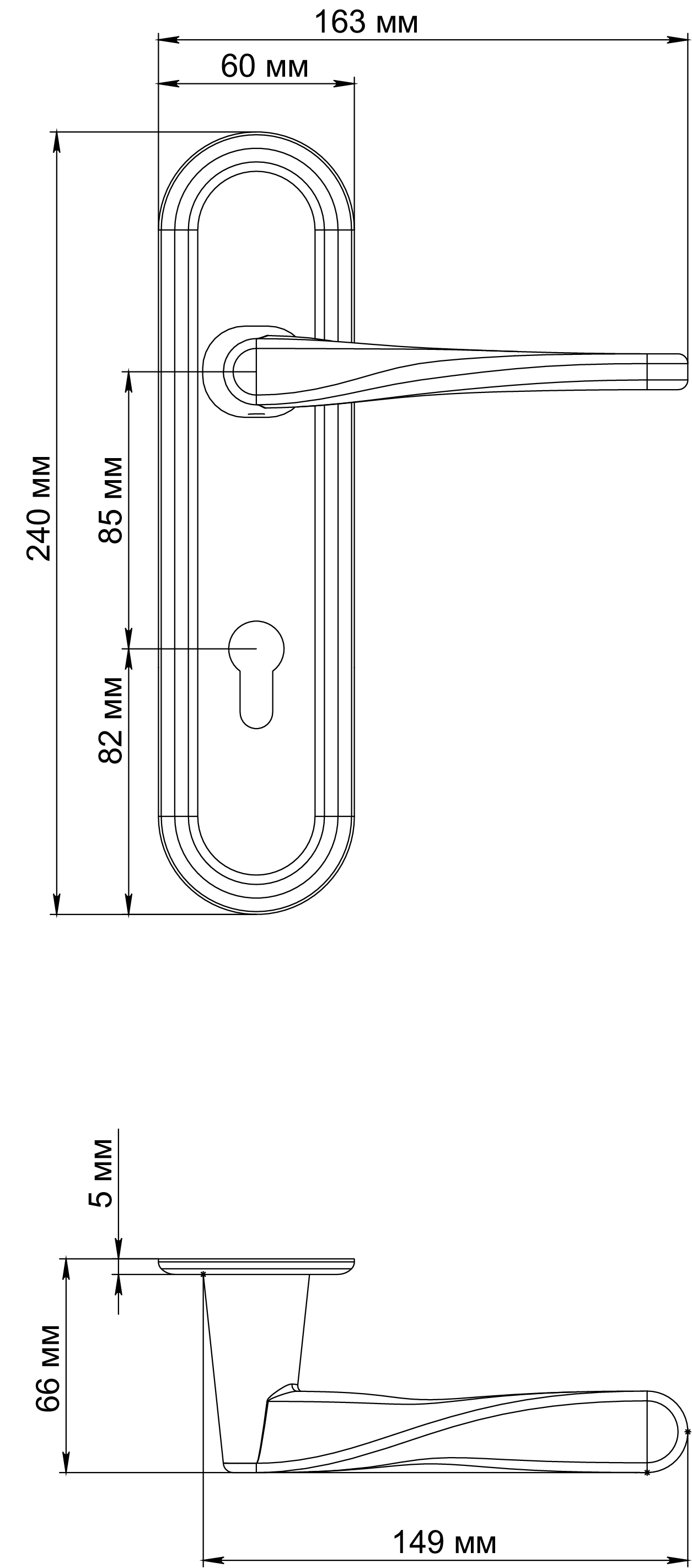 Ручка дверная THE OLYMPICS PLR KH BLANK на планке под ключевой цилиндр, цвет под покраску фото купить в Махачкале