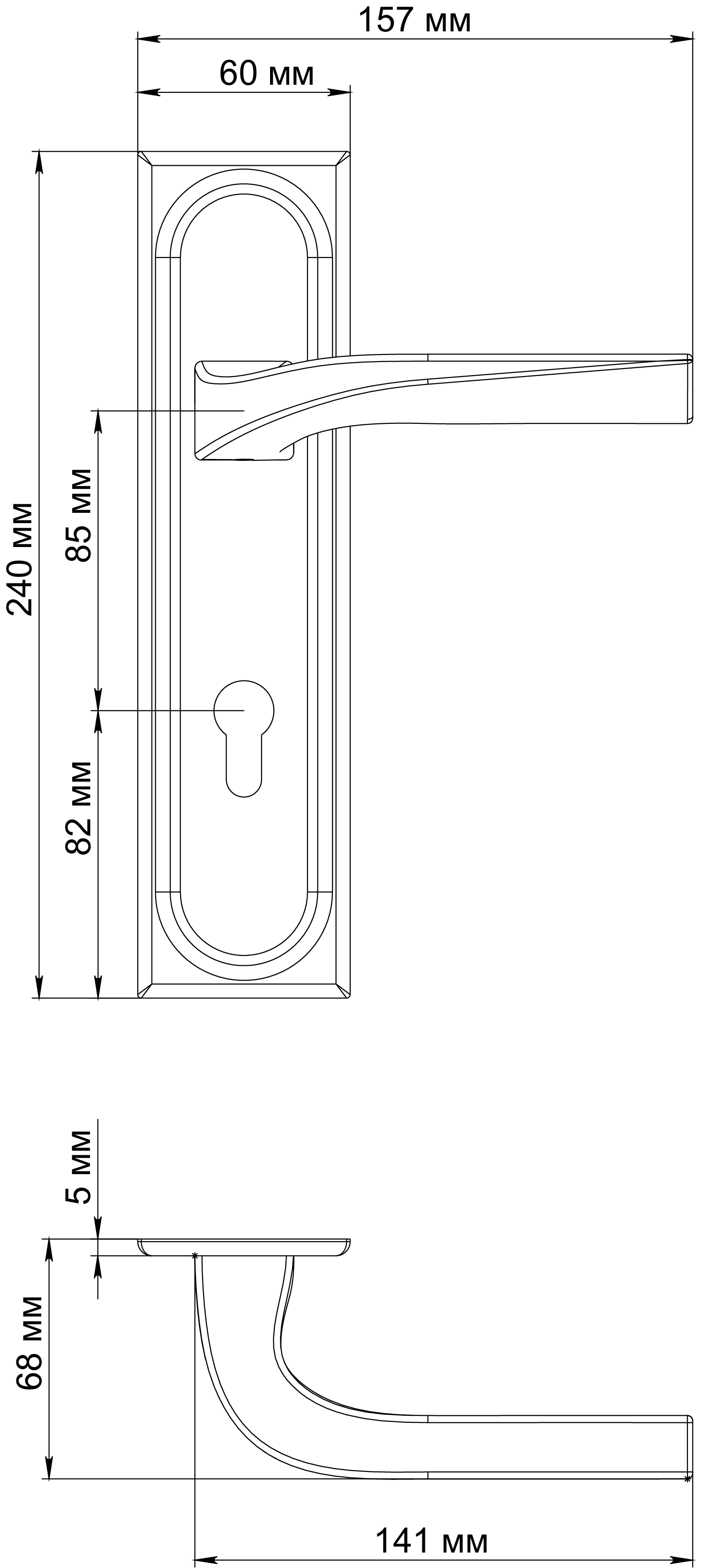 Ручка дверная WD CONCERT HALL PLS KH SST на планке под ключевой цилиндр, цвет Летняя гроза/Summer Storm фото купить в Махачкале