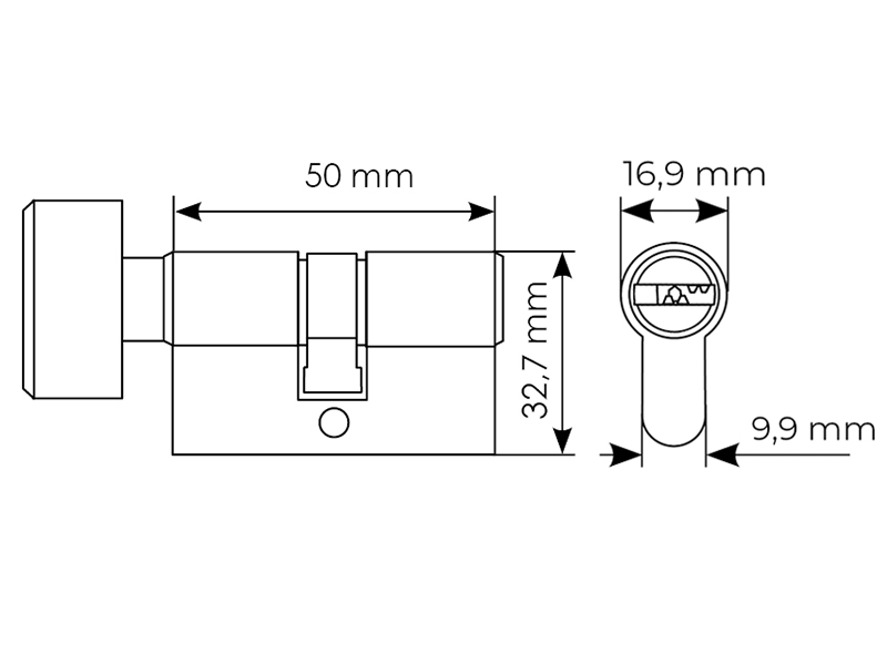 Ключевой цилиндр высокой секретности HS 50CK PC с заверткой (50мм), цвет хром фото фурнитура Махачкала