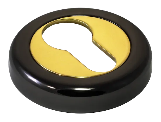 LUX-KH-R4 NNO, накладка на евроцилиндр, цвет - черный хром/золото фото купить Махачкала