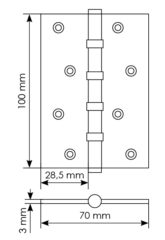 Петля карточная универсальная MBU 100X70X3-4BB COF латунь,врезная,цвет кофе фото купить в Махачкале