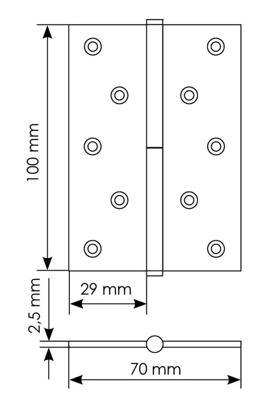 Петля универсальная разъемная MSD 100X70X2.5 AB L стальная левая, врезная, цвет бронза фото купить в Махачкале