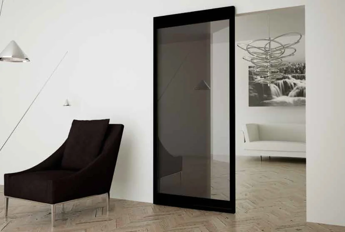 INVISIBLE-2 FRAME 1500/3000 NS, раздвижная система для дверей шириной  1500мм, высотой 3000мм, цвет - черный фото купить Махачкала