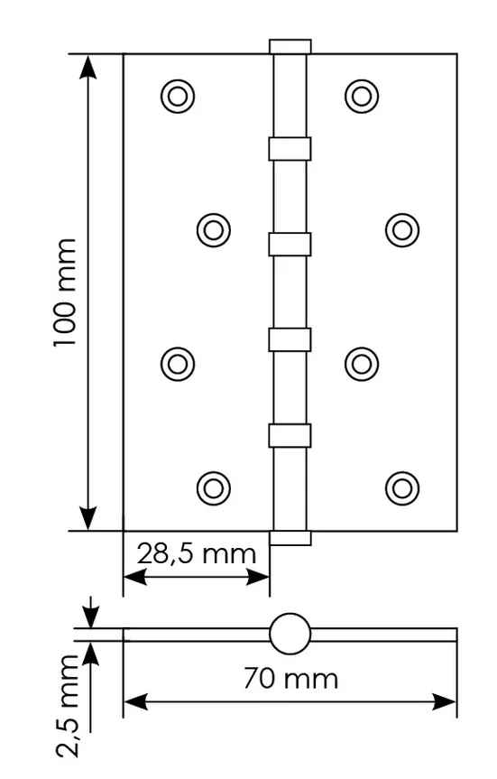 Петля универсальная карточная MS 100X70X2.5-4BB W стальная, врезная, цвет белый, сталь фото купить в Махачкале