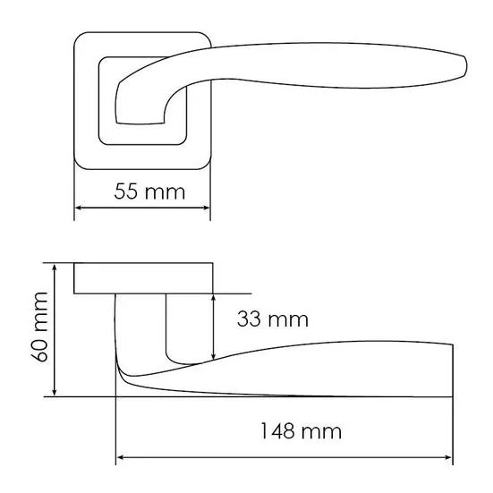 Ручка дверная SHELL MH-45 GR/CP-S55 раздельная на квадратной розетке, цвет графит/хром, ЦАМ Light фото купить в Махачкале