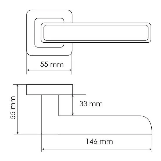 Ручка дверная FLEX MH-44 GR/CP-S55 раздельная на квадратном основании, цвет графит/хром, ЦАМ Light фото купить в Махачкале