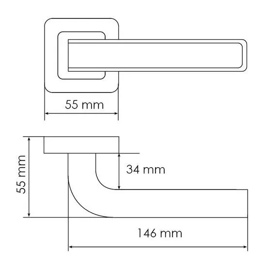 Ручка дверная EON MH-46 GR/CP-S55 раздельная на квадратной розетке, цвет графит/хром, ЦАМ Light фото фурнитура Махачкала