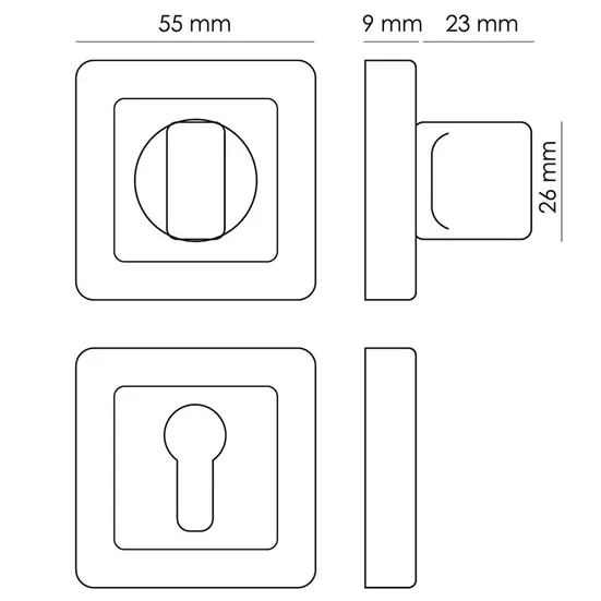 Завертка сантехническая MH-WC-S55 GR/PC квадратная цвет графит/хром фото купить в Махачкале