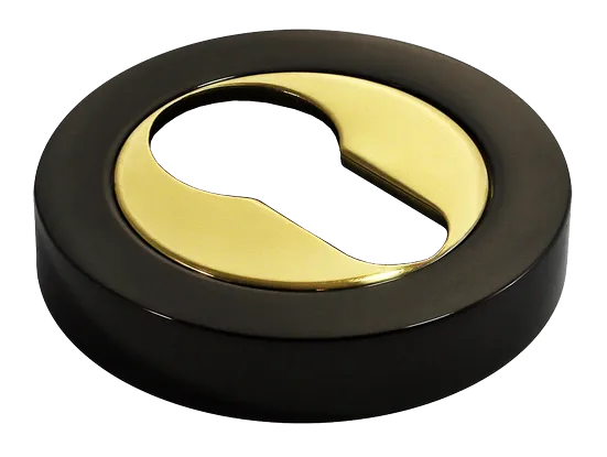 LUX-KH-R2 NNO, накладка на евроцилиндр, цвет - черный хром/золото фото купить Махачкала