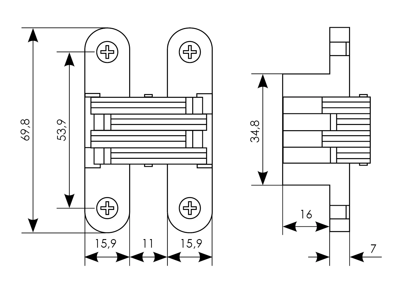 Петля скрытая HH-7 PC врезная с 2D-регулировкой , цвет хром фото купить в Махачкале